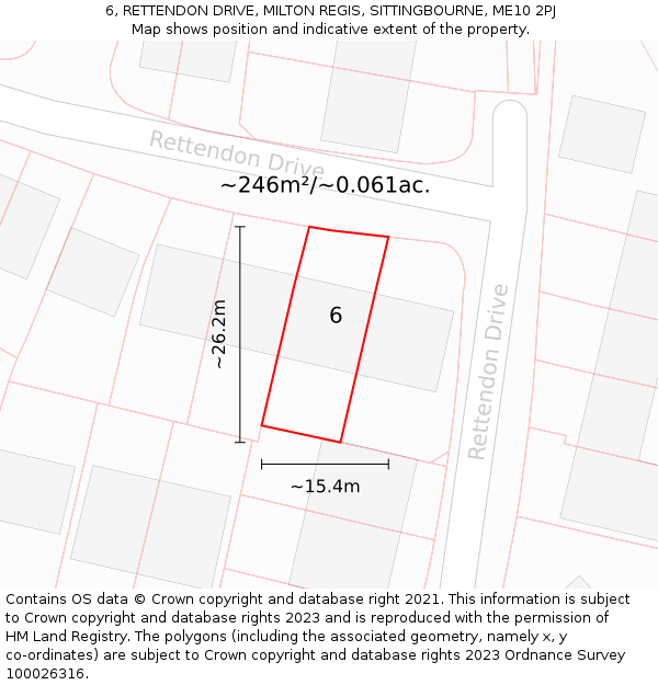6, RETTENDON DRIVE, MILTON REGIS, SITTINGBOURNE, ME10 2PJ: Plot and title map