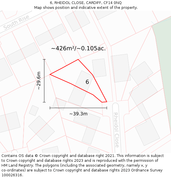 6, RHEIDOL CLOSE, CARDIFF, CF14 0NQ: Plot and title map