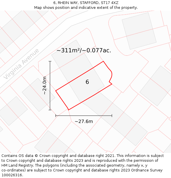6, RHEIN WAY, STAFFORD, ST17 4XZ: Plot and title map
