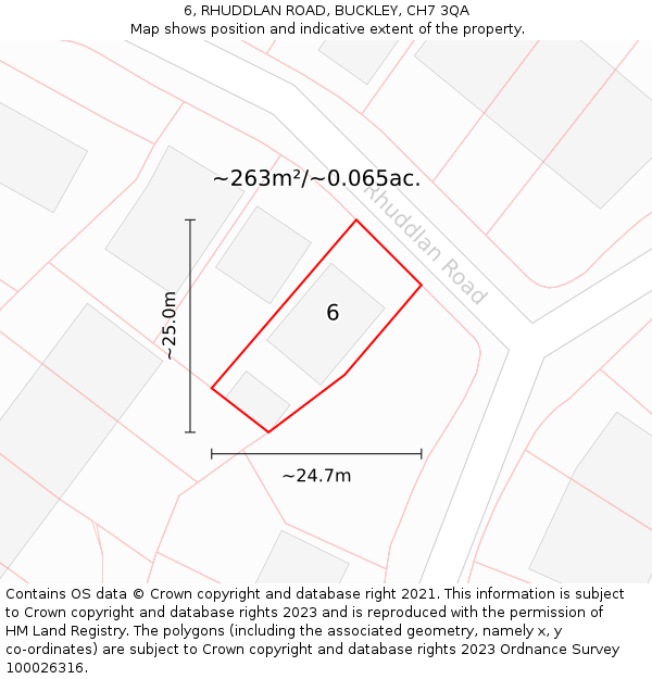 6, RHUDDLAN ROAD, BUCKLEY, CH7 3QA: Plot and title map