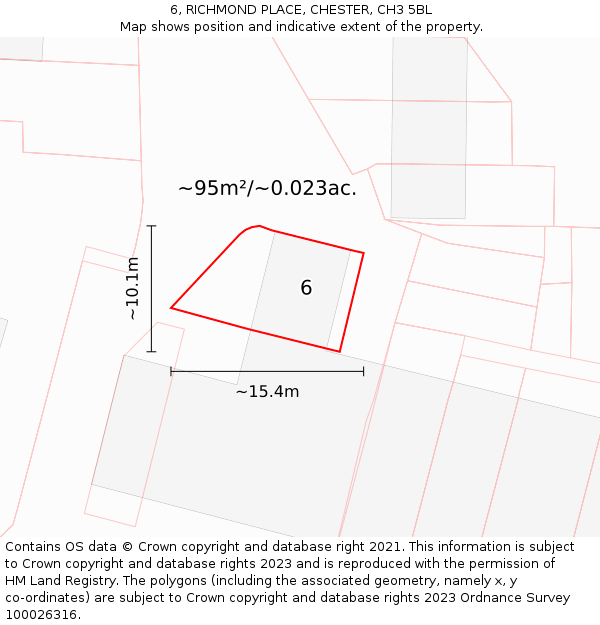 6, RICHMOND PLACE, CHESTER, CH3 5BL: Plot and title map