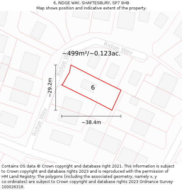 6, RIDGE WAY, SHAFTESBURY, SP7 9HB: Plot and title map