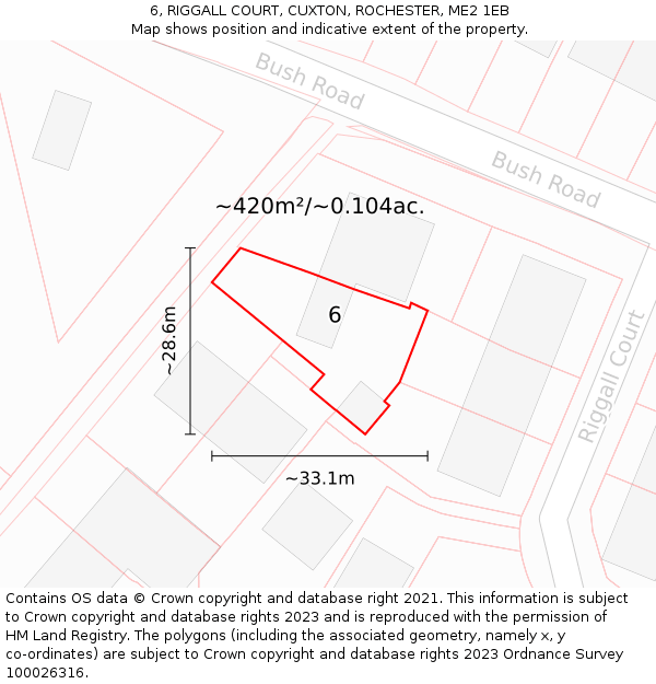 6, RIGGALL COURT, CUXTON, ROCHESTER, ME2 1EB: Plot and title map