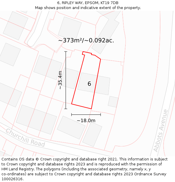 6, RIPLEY WAY, EPSOM, KT19 7DB: Plot and title map
