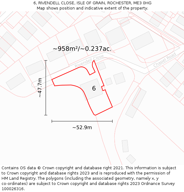 6, RIVENDELL CLOSE, ISLE OF GRAIN, ROCHESTER, ME3 0HG: Plot and title map