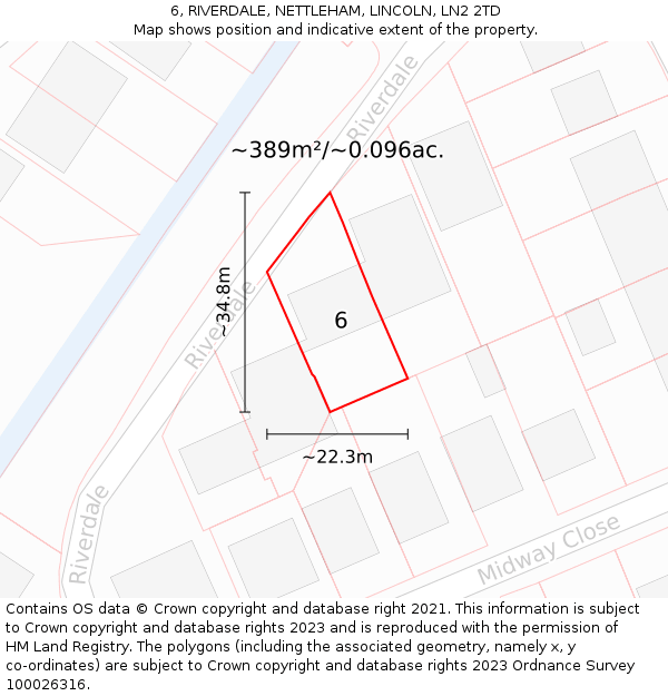 6, RIVERDALE, NETTLEHAM, LINCOLN, LN2 2TD: Plot and title map