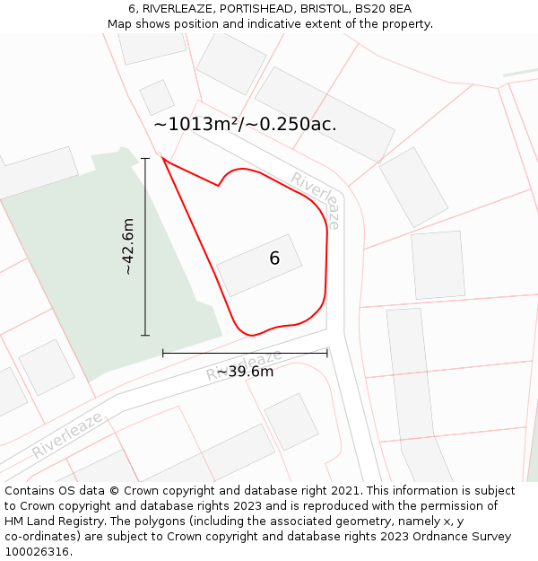 6, RIVERLEAZE, PORTISHEAD, BRISTOL, BS20 8EA: Plot and title map