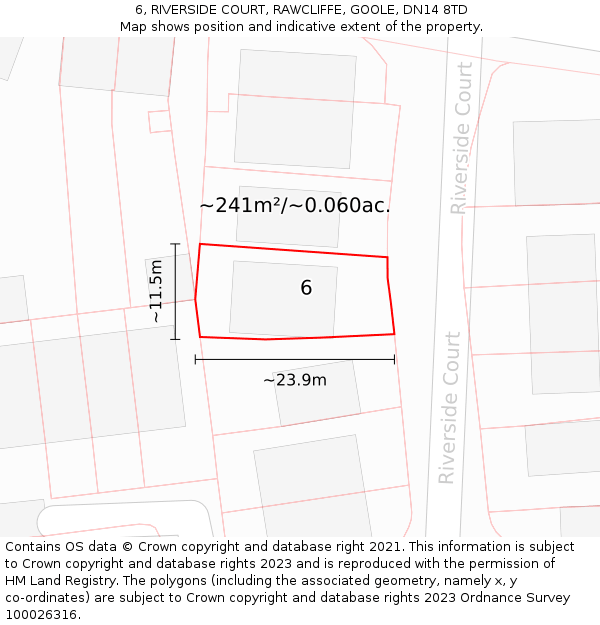 6, RIVERSIDE COURT, RAWCLIFFE, GOOLE, DN14 8TD: Plot and title map