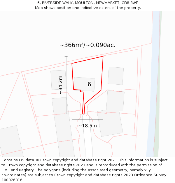 6, RIVERSIDE WALK, MOULTON, NEWMARKET, CB8 8WE: Plot and title map