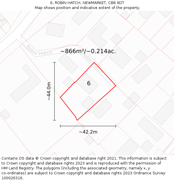 6, ROBIN HATCH, NEWMARKET, CB8 9DT: Plot and title map