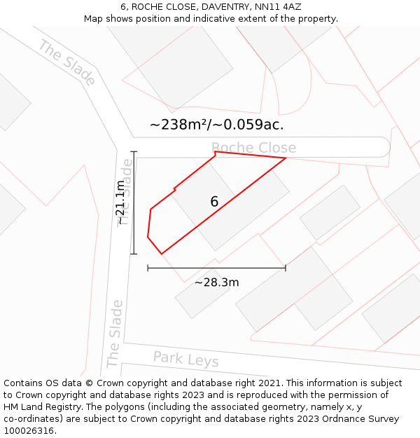 6, ROCHE CLOSE, DAVENTRY, NN11 4AZ: Plot and title map