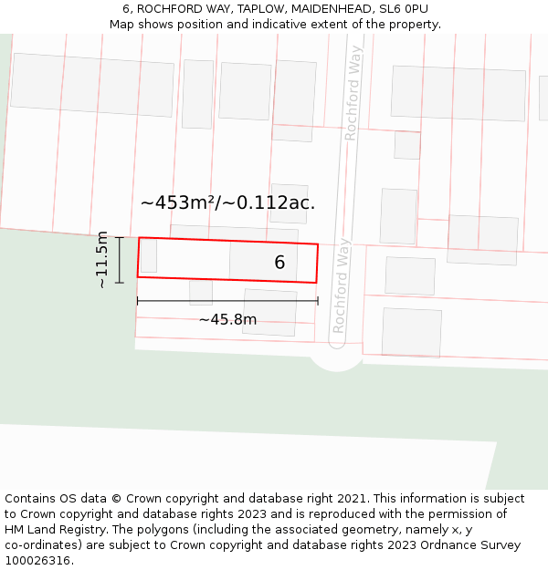 6, ROCHFORD WAY, TAPLOW, MAIDENHEAD, SL6 0PU: Plot and title map