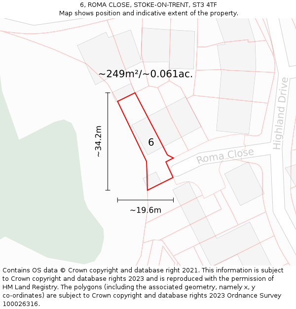 6, ROMA CLOSE, STOKE-ON-TRENT, ST3 4TF: Plot and title map