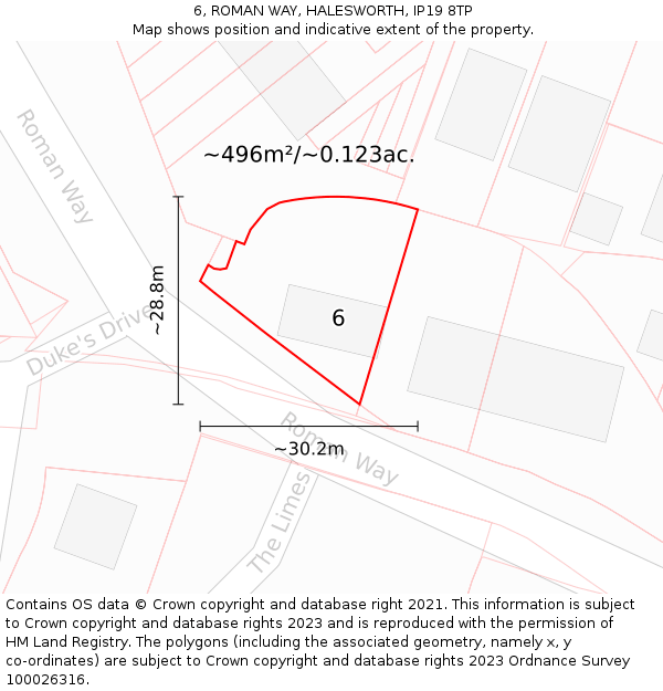 6, ROMAN WAY, HALESWORTH, IP19 8TP: Plot and title map