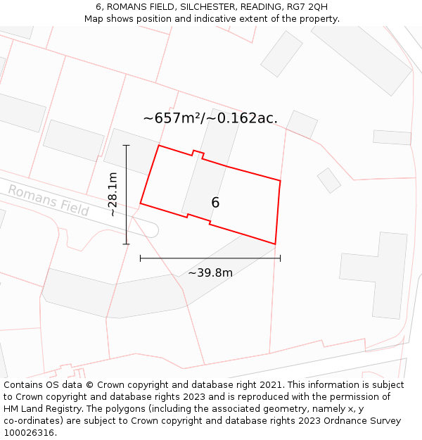 6, ROMANS FIELD, SILCHESTER, READING, RG7 2QH: Plot and title map