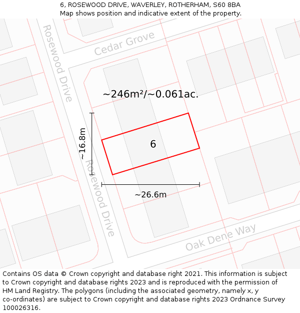 6, ROSEWOOD DRIVE, WAVERLEY, ROTHERHAM, S60 8BA: Plot and title map