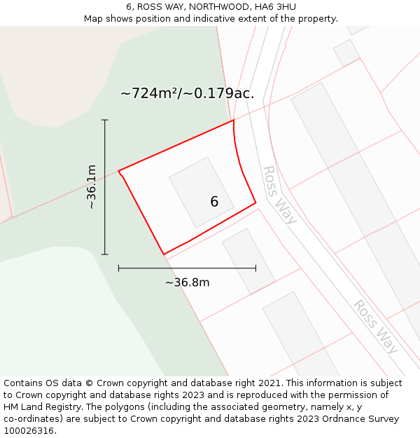 6, ROSS WAY, NORTHWOOD, HA6 3HU: Plot and title map
