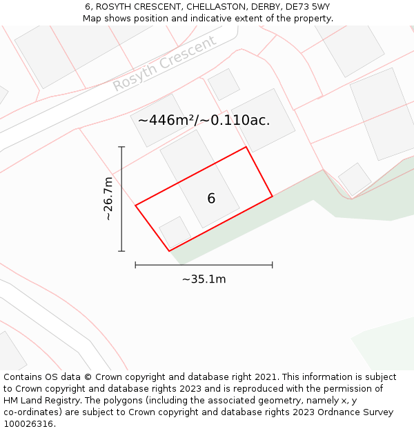 6, ROSYTH CRESCENT, CHELLASTON, DERBY, DE73 5WY: Plot and title map