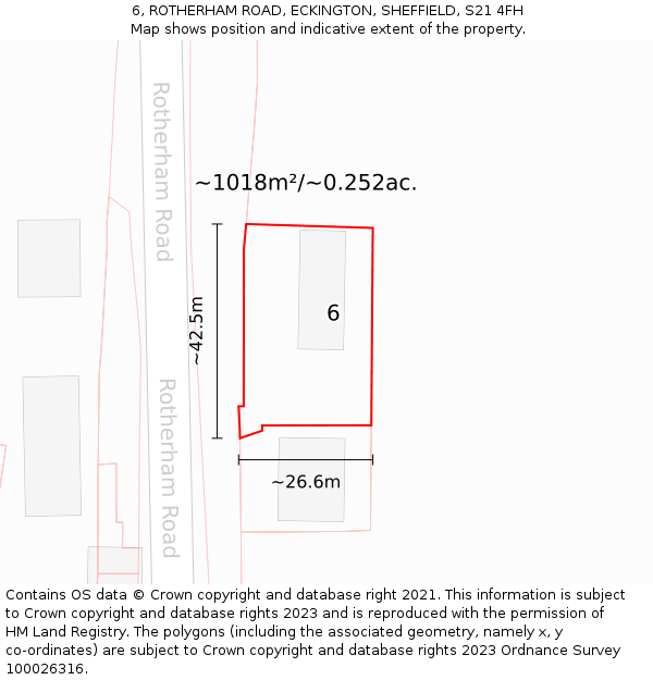 6, ROTHERHAM ROAD, ECKINGTON, SHEFFIELD, S21 4FH: Plot and title map
