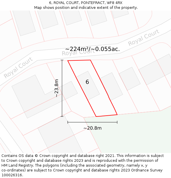 6, ROYAL COURT, PONTEFRACT, WF8 4RX: Plot and title map