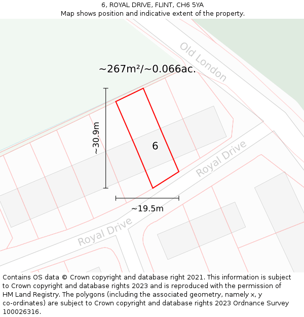 6, ROYAL DRIVE, FLINT, CH6 5YA: Plot and title map
