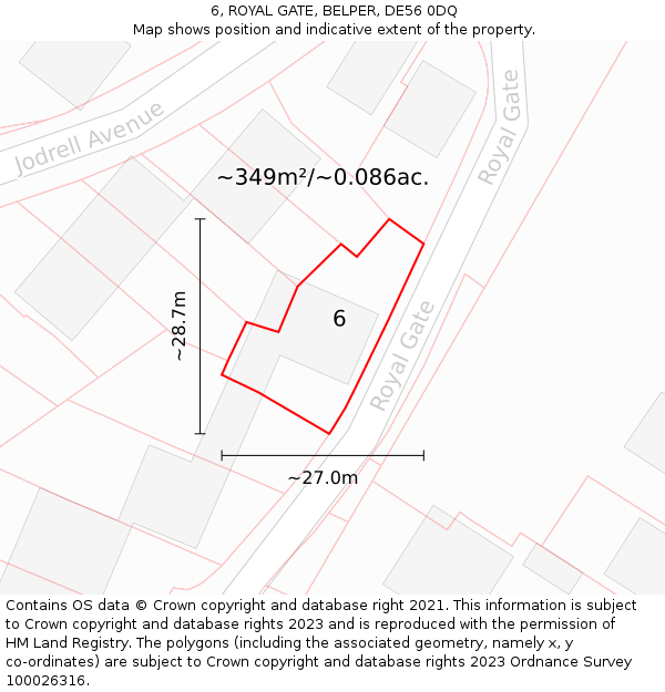 6, ROYAL GATE, BELPER, DE56 0DQ: Plot and title map