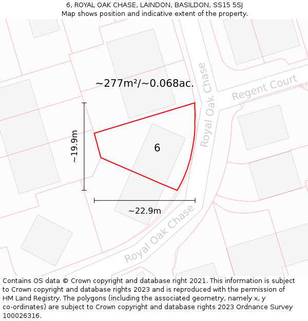 6, ROYAL OAK CHASE, LAINDON, BASILDON, SS15 5SJ: Plot and title map
