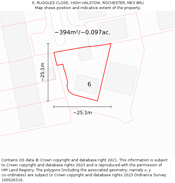 6, RUGGLES CLOSE, HIGH HALSTOW, ROCHESTER, ME3 8RU: Plot and title map