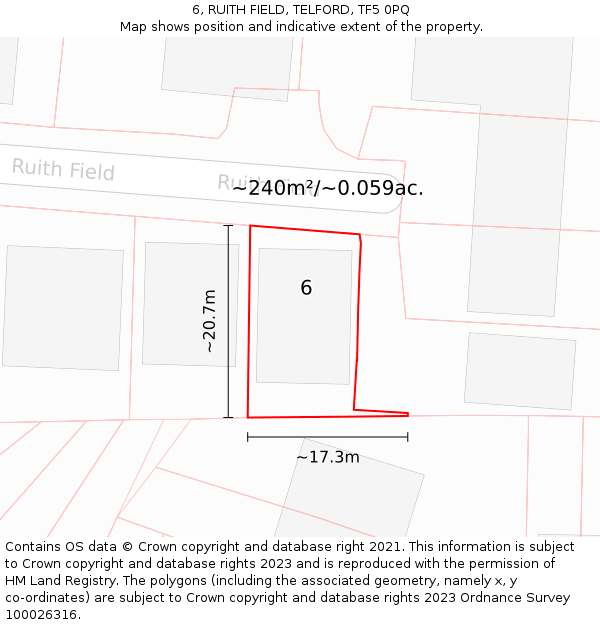 6, RUITH FIELD, TELFORD, TF5 0PQ: Plot and title map