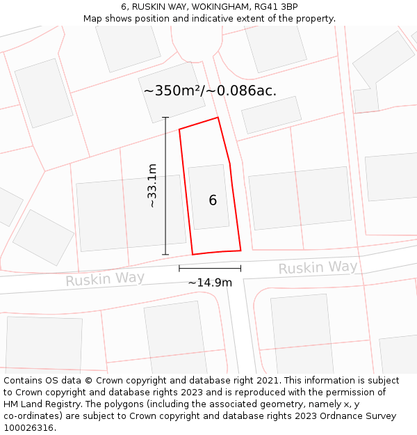 6, RUSKIN WAY, WOKINGHAM, RG41 3BP: Plot and title map