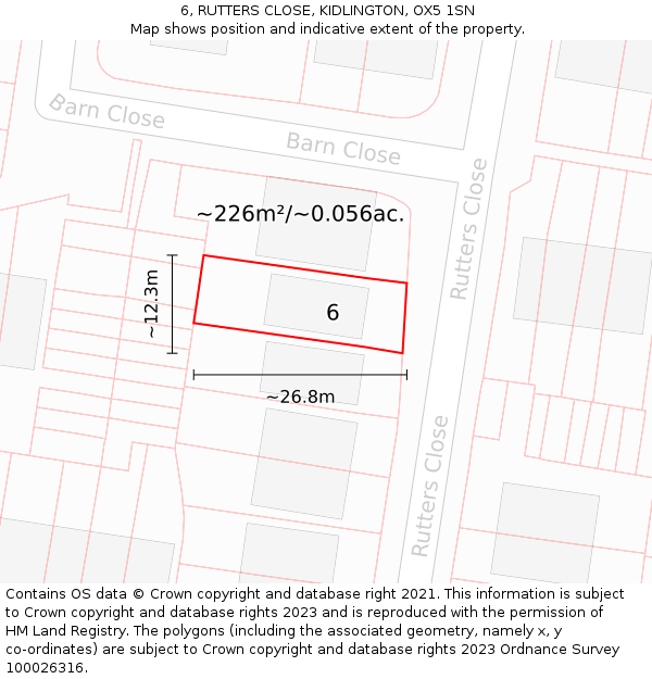 6, RUTTERS CLOSE, KIDLINGTON, OX5 1SN: Plot and title map