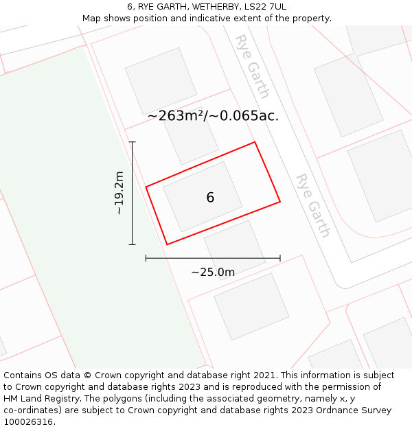6, RYE GARTH, WETHERBY, LS22 7UL: Plot and title map