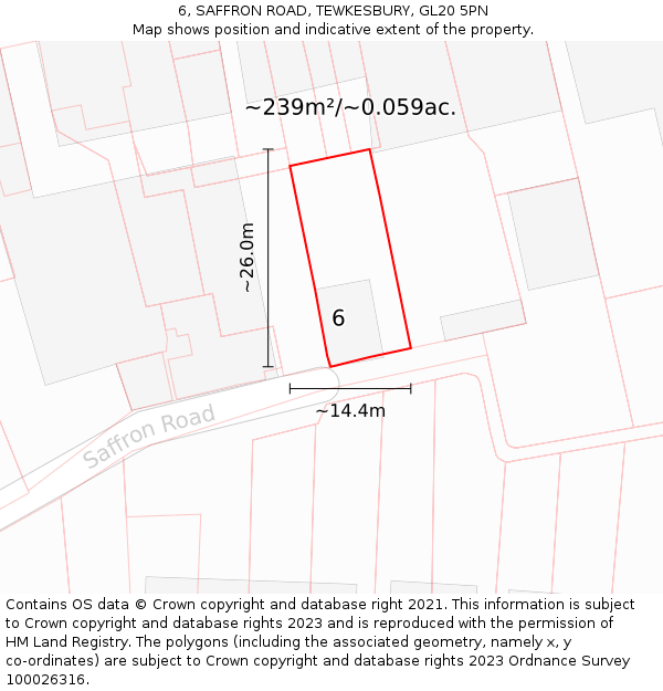 6, SAFFRON ROAD, TEWKESBURY, GL20 5PN: Plot and title map