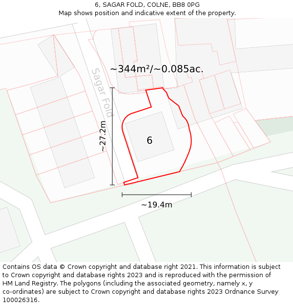 6, SAGAR FOLD, COLNE, BB8 0PG: Plot and title map