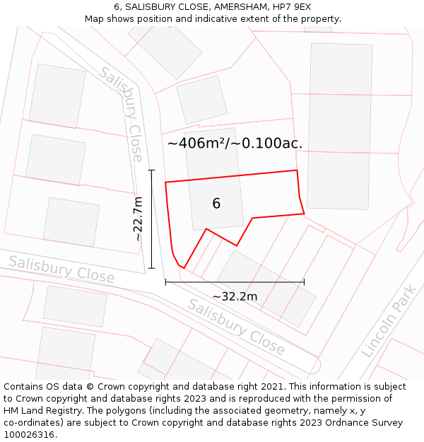 6, SALISBURY CLOSE, AMERSHAM, HP7 9EX: Plot and title map