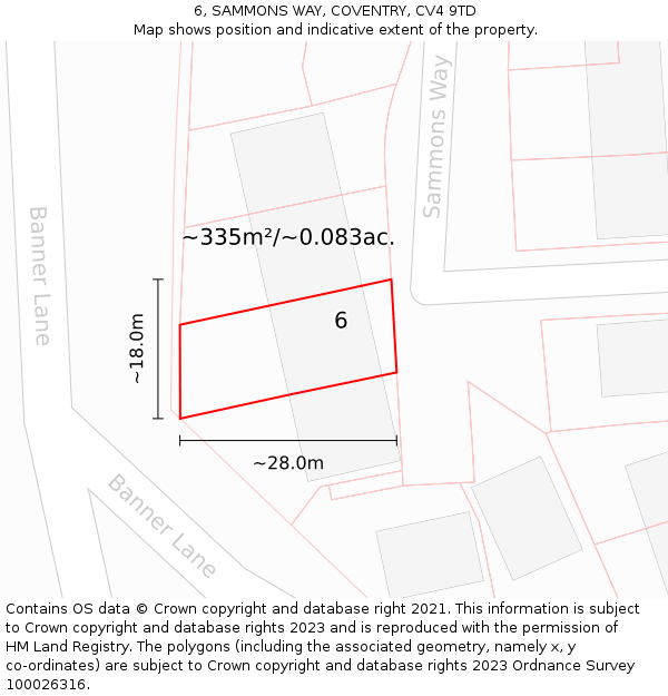 6, SAMMONS WAY, COVENTRY, CV4 9TD: Plot and title map
