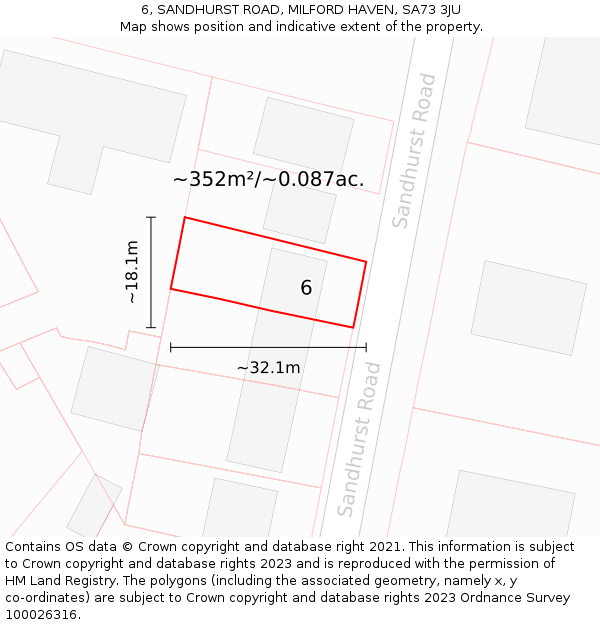 6, SANDHURST ROAD, MILFORD HAVEN, SA73 3JU: Plot and title map