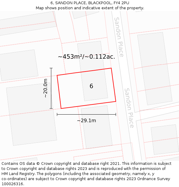 6, SANDON PLACE, BLACKPOOL, FY4 2PU: Plot and title map