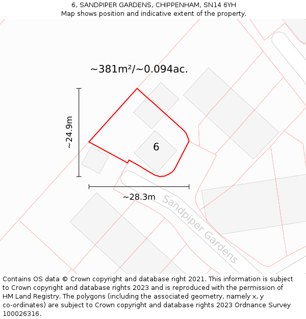 6, SANDPIPER GARDENS, CHIPPENHAM, SN14 6YH: Plot and title map