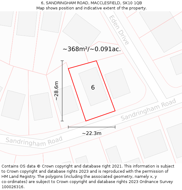6, SANDRINGHAM ROAD, MACCLESFIELD, SK10 1QB: Plot and title map