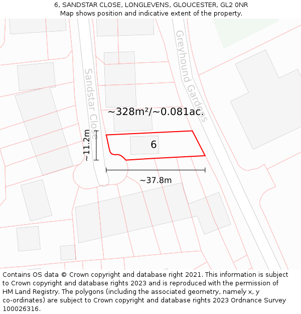 6, SANDSTAR CLOSE, LONGLEVENS, GLOUCESTER, GL2 0NR: Plot and title map