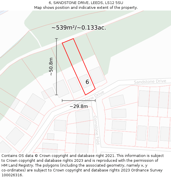 6, SANDSTONE DRIVE, LEEDS, LS12 5SU: Plot and title map