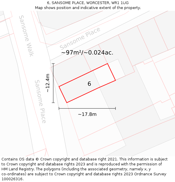 6, SANSOME PLACE, WORCESTER, WR1 1UG: Plot and title map