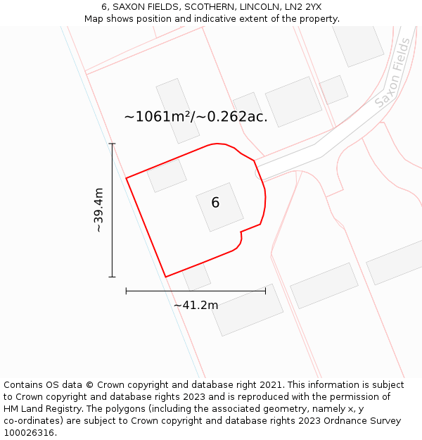 6, SAXON FIELDS, SCOTHERN, LINCOLN, LN2 2YX: Plot and title map