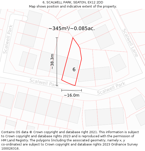 6, SCALWELL PARK, SEATON, EX12 2DD: Plot and title map