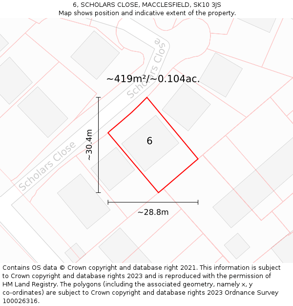 6, SCHOLARS CLOSE, MACCLESFIELD, SK10 3JS: Plot and title map