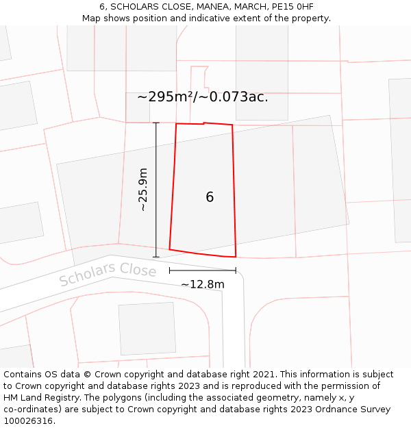 6, SCHOLARS CLOSE, MANEA, MARCH, PE15 0HF: Plot and title map