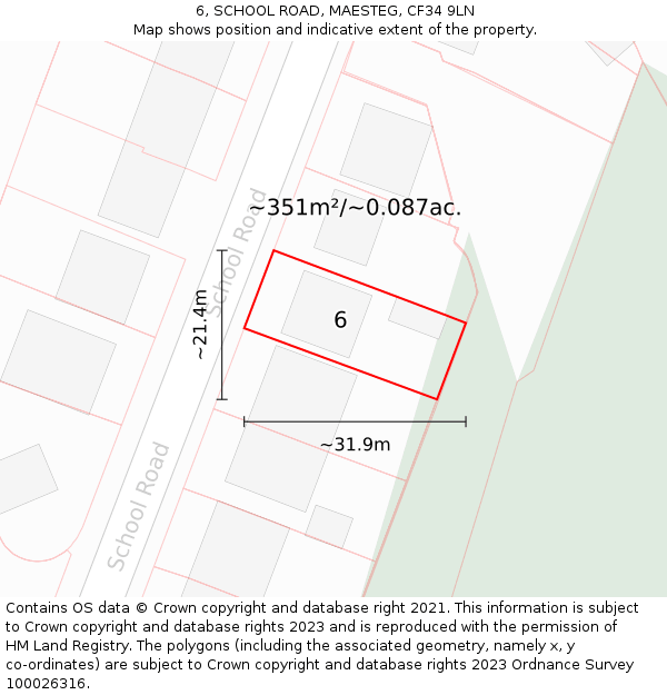 6, SCHOOL ROAD, MAESTEG, CF34 9LN: Plot and title map