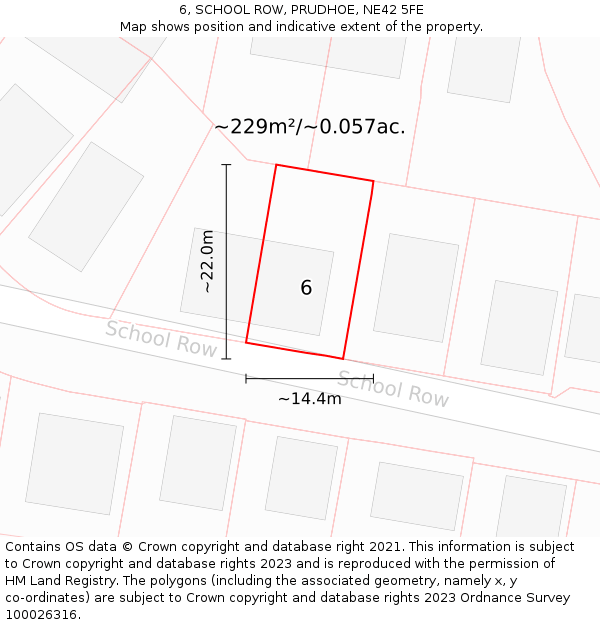 6, SCHOOL ROW, PRUDHOE, NE42 5FE: Plot and title map
