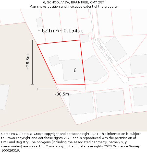 6, SCHOOL VIEW, BRAINTREE, CM7 2GT: Plot and title map